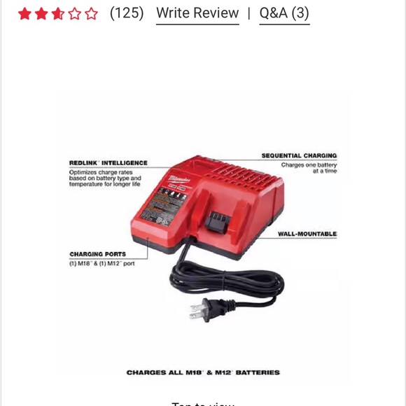 Milwaukee Red Battery Charger - Picture 3 of 4